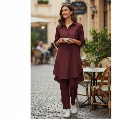 Handloom Cotton Marron Coord Set