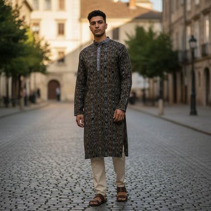 Handloom Mens Black Kurta