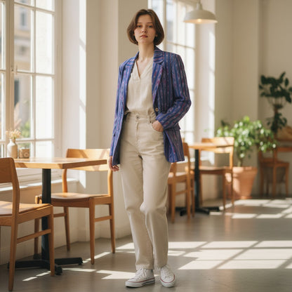 Handloom Women's Blue Cotton Blazer