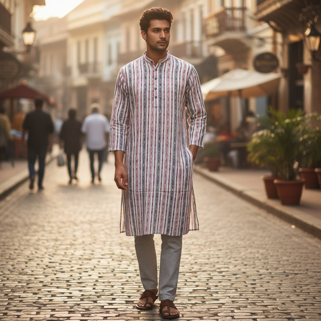 Handloom Mens White Kurta