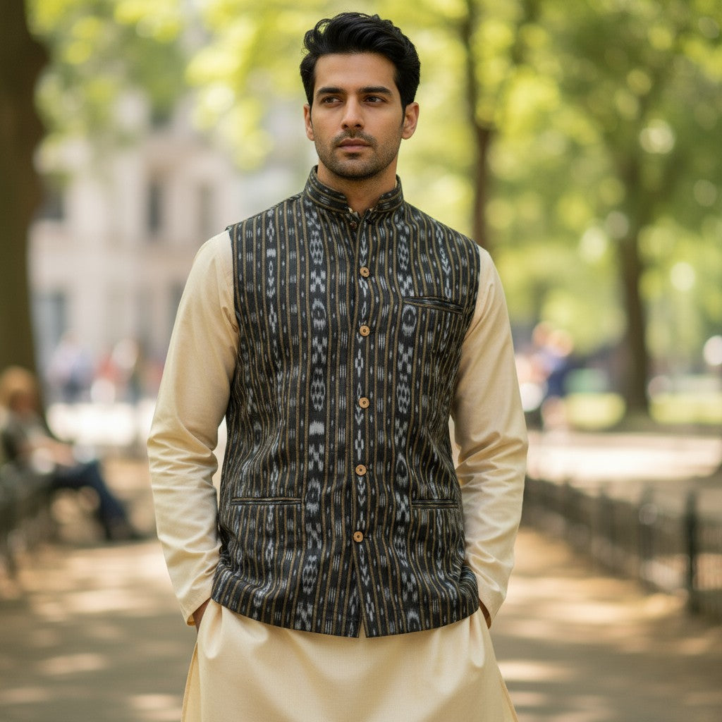 Handloom Men's Black Modi Jacket – WeHandlooms