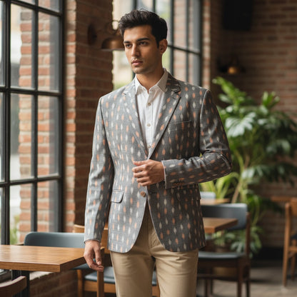 Handloom Men's Grey Blazer