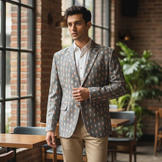 Handloom Men's Grey Blazer