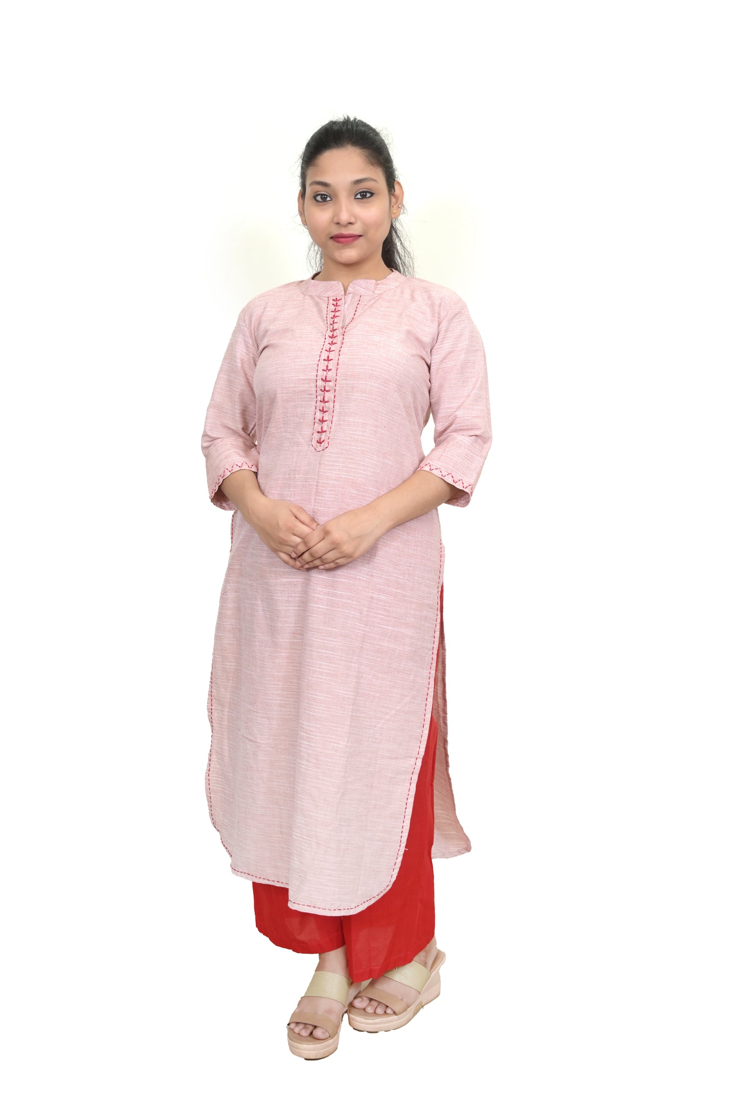 Khadi Cotton With Hand Stich  Kurta Set