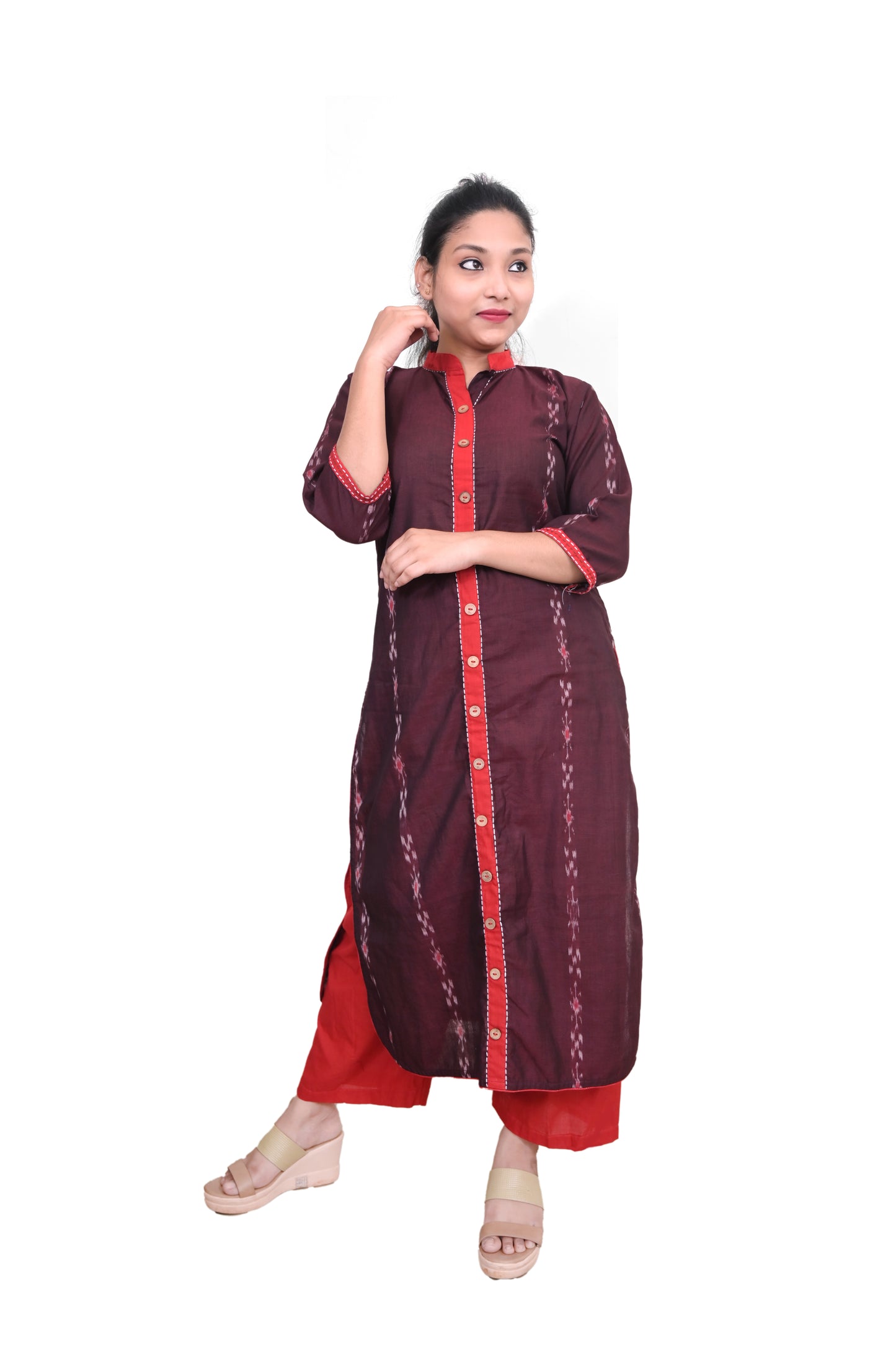 Handloom Women Stright Kurta & Pant Set