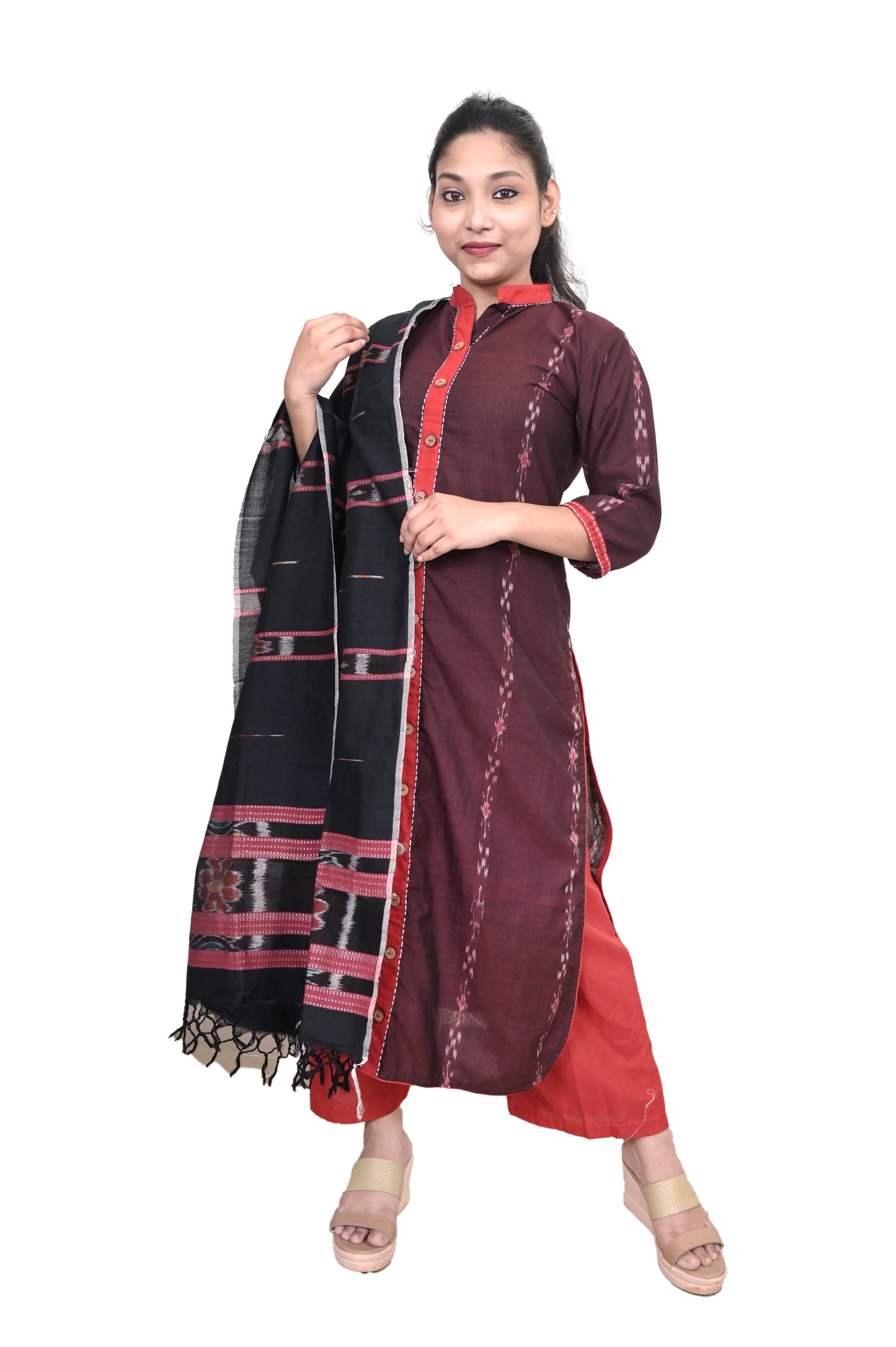 Handloom Women Stright Kurta & Pant Set